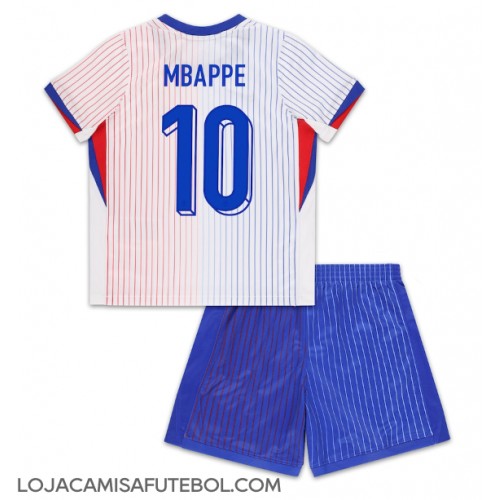 Camisa de Futebol França Kylian Mbappe #10 Equipamento Secundário Infantil Europeu 2024 Manga Curta (+ Calças curtas)